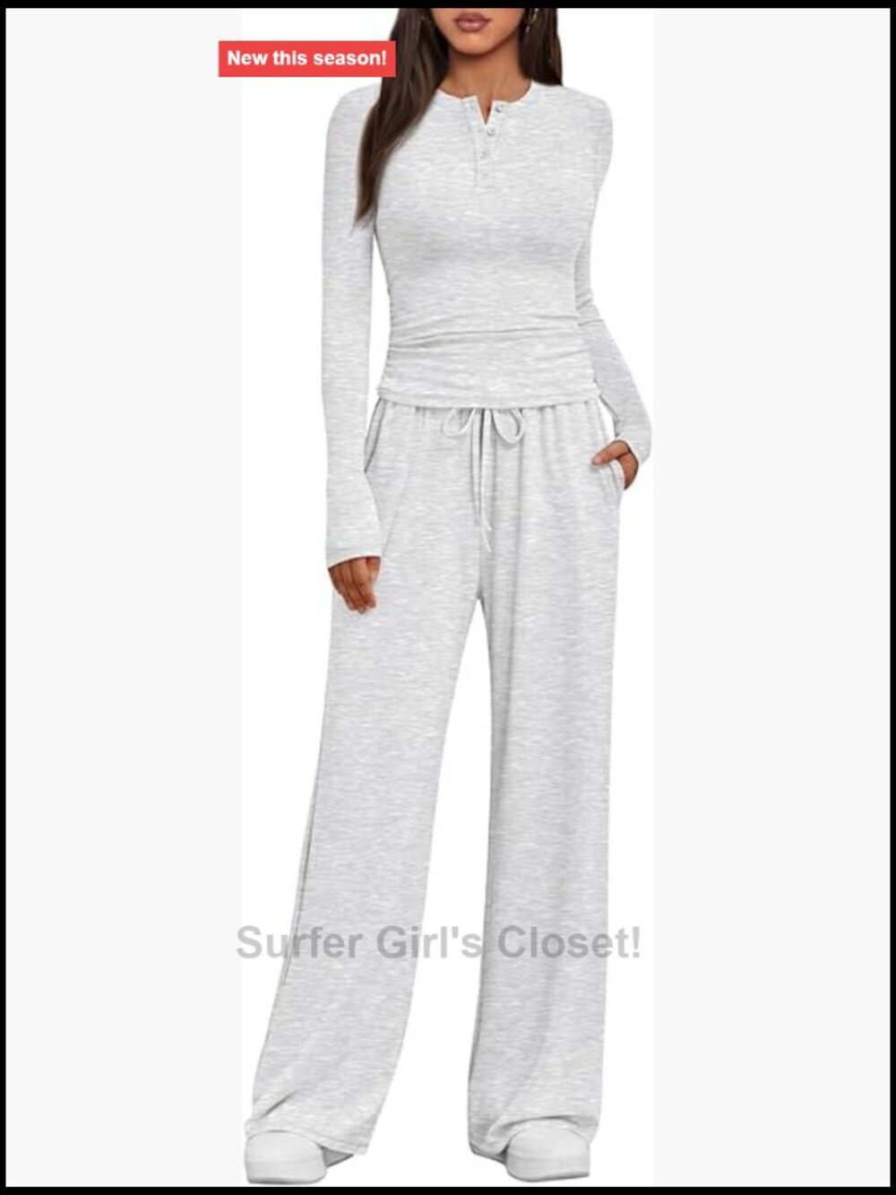 Women's 2 Piece Lounge Set - Long Sleeve Wide Leg Pants Tracksuit